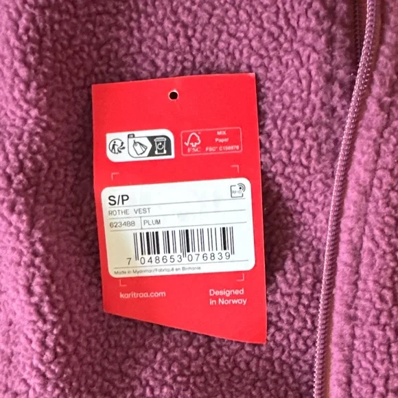 Kari Traa Purple Fleece Vest with Orange Chest Pocket - Picture 3 of 3